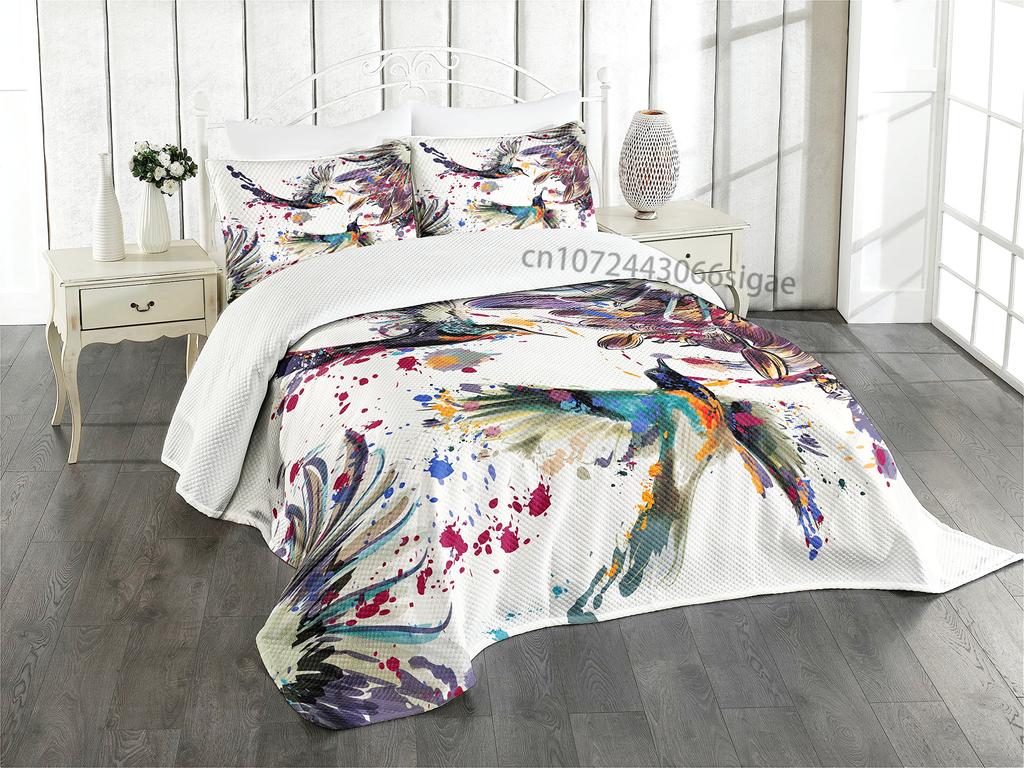 Watercolor Hummingbird Duvet Cover Set Decorative 3 Piece Bedding Set With 2 Pillow Shams Full King Queen Size Bedroom Decor