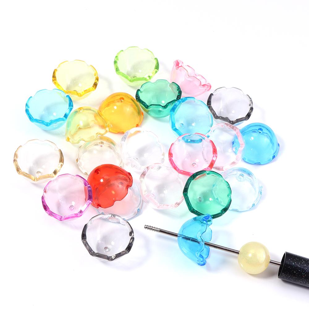 30pcs/lot Acrylic Wind Bell Beads Colorful Beads Caps Jellyfish Spacer Bead For DIY Charms Earrings Keychain Jewelry Accessories