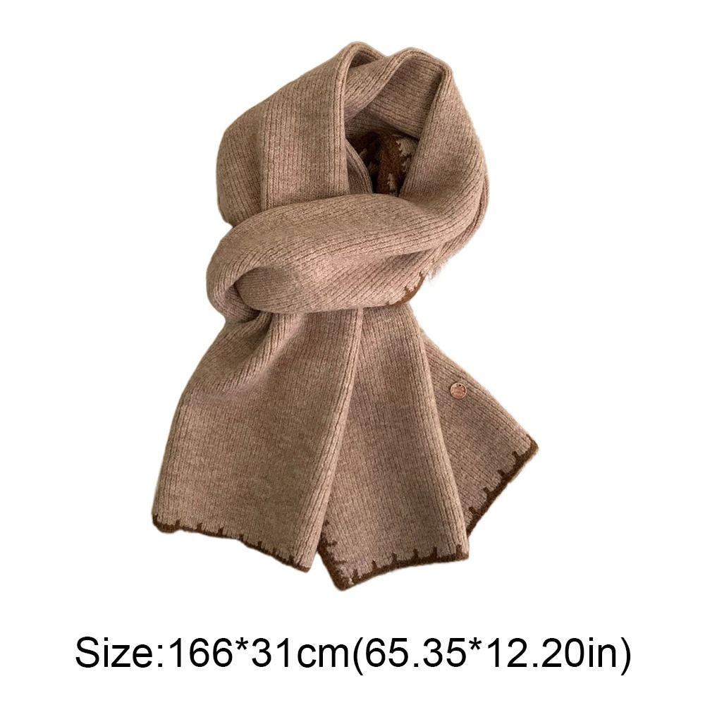 Color Matching Knit Scarf Cold-proof Neck Warmer Luxury Skiing Motorcycle Scarf  Women Men