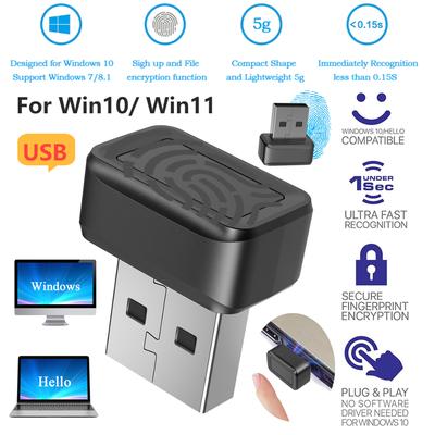 Windows Hello Fingerprint Reader For Windows 10/11 Mini USB Security Key Biometric Scanner PC Fingerprint Sensor Module Password