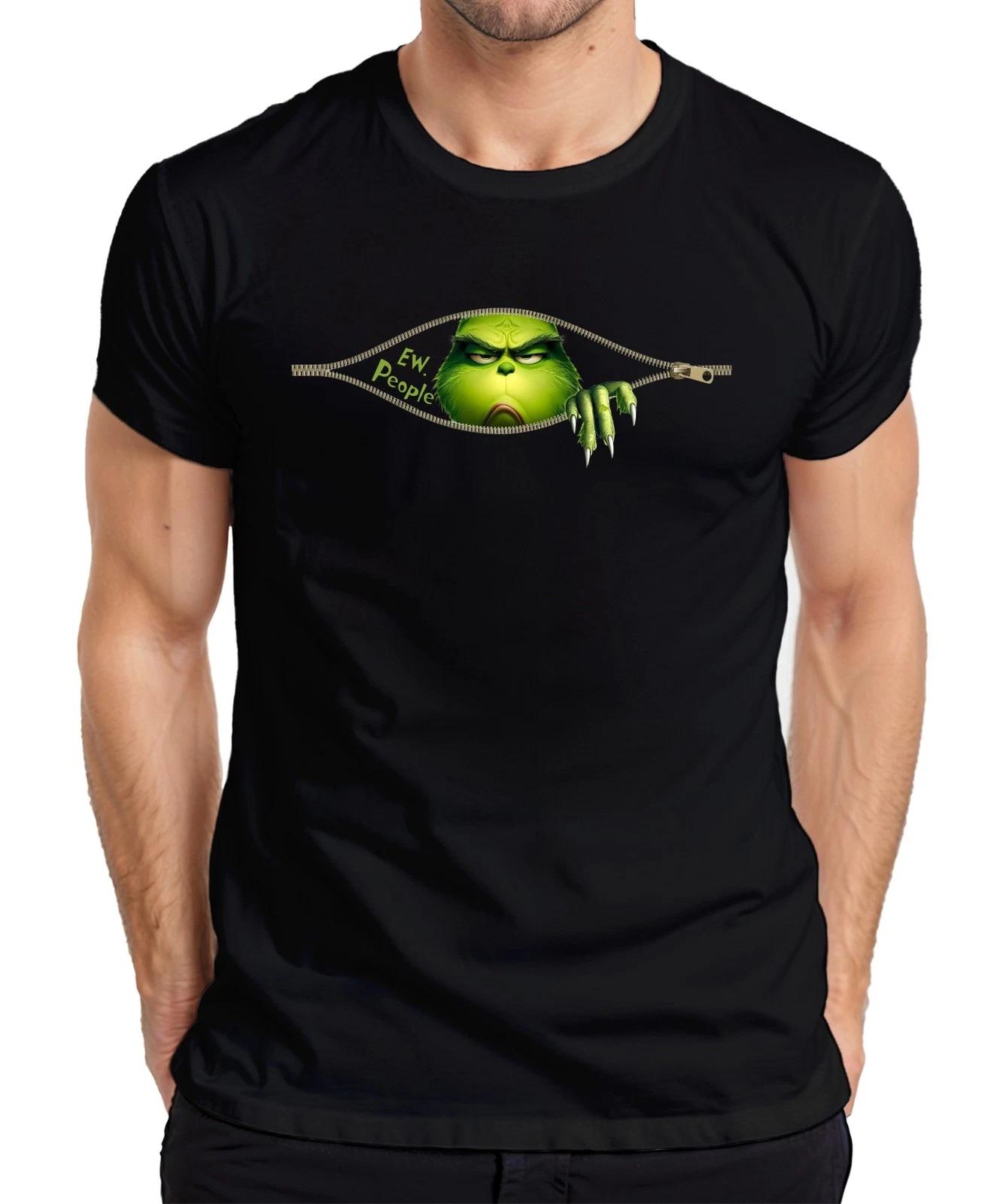 Ew People Grinch Reißverschluss frech lustig Weihnachten Herren T-Shirt XS