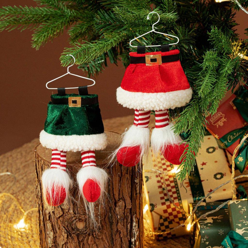 Christmas Leg Tree Decoration, Christmas Tree Decoration Plush Leg Sticky Christmas Tree Top Decoration, Christmas Decoration Party Home Decoration