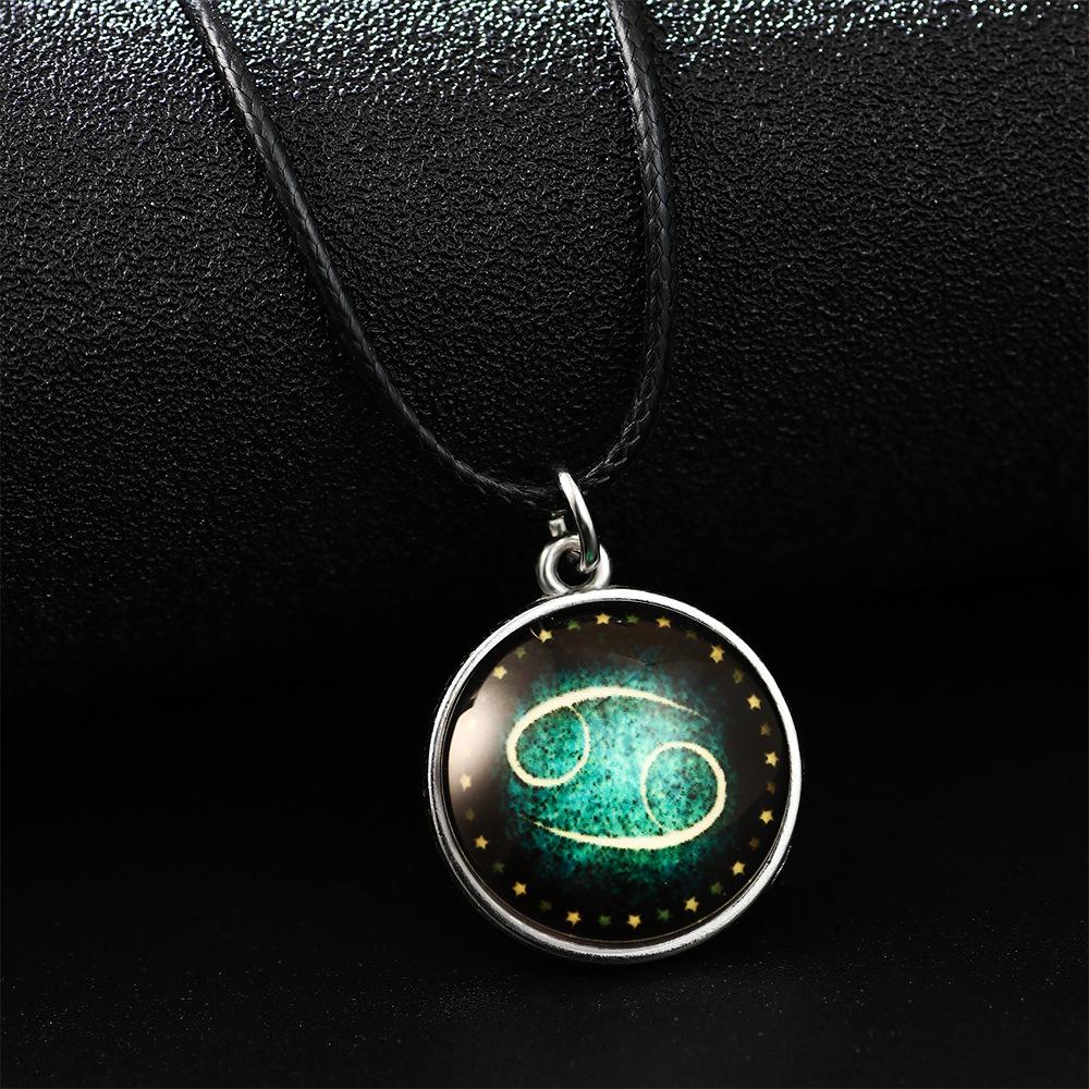 Twelve Constellations Luminous Glass Pendant Necklace - Personalized Fluorescent Student Jewelry