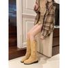Temperament thin boots autumn and winter new but knee boots Martin boots non-slip thick heel solid color foot boots