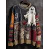 Halloween 3D Digital Print Womens Loose Fit Crew Neck Sweatshirt Soft Comfortable Casual Streetwear