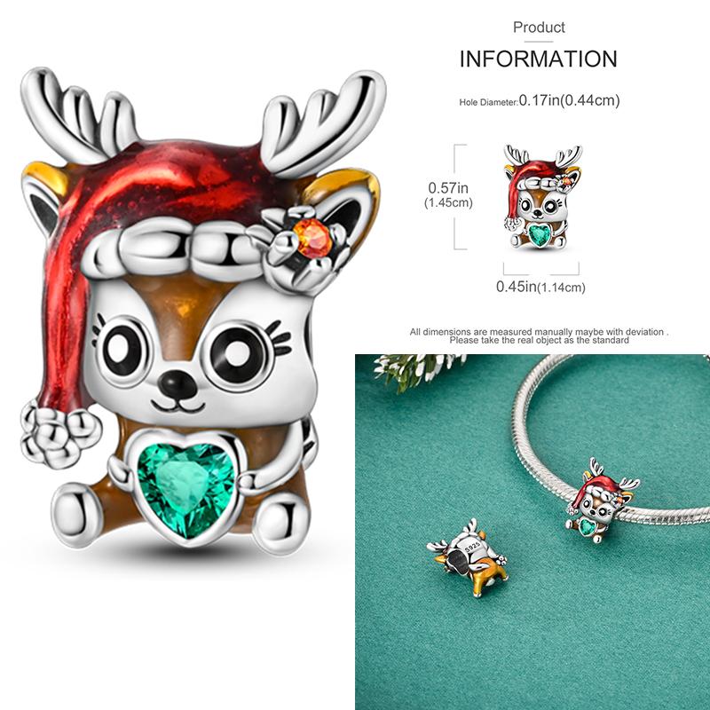 

Newest Merry Christmas Charms Beads Copper Elk Beads Pendants Fit Original Bangle Bracelet Diy Jewelry Gift