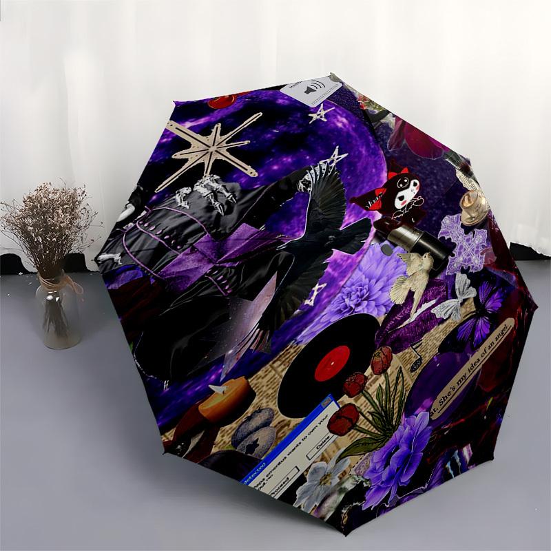 1pc Gothic Halloween Automatic Open, Windproof, Compact Travel Umbrella, Gift for Birthday, Christmas, Business 93019