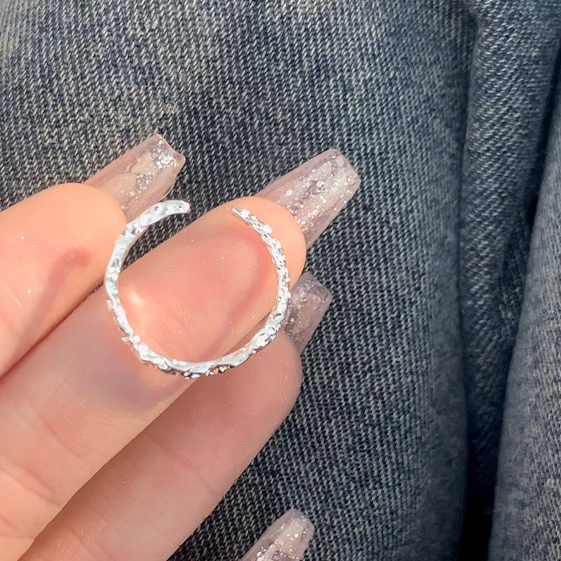 

Кольцо из серебра 925 пробы с мятой оберточной бумагой для конфет для женщин - Дизайнерское открытое кольцо для пары, на указательный палец или мизинец Adjustable Open Size