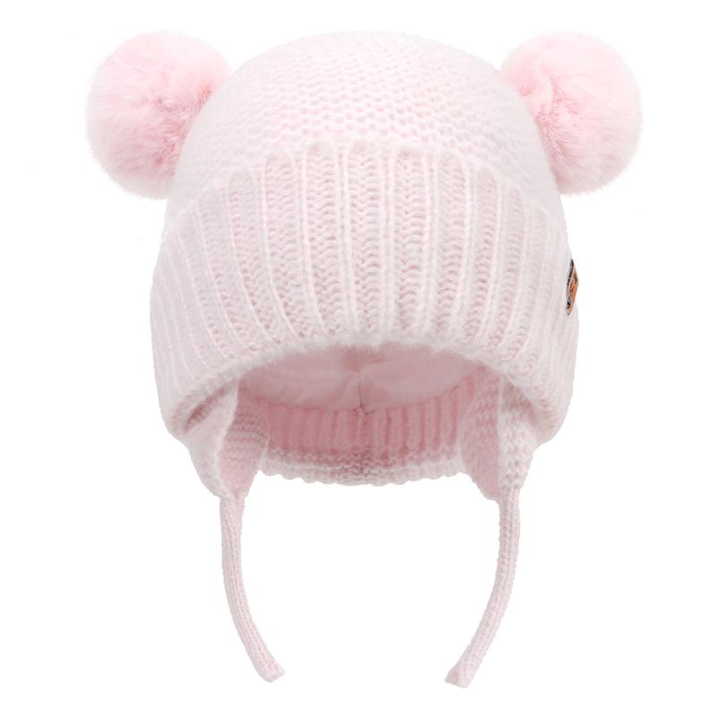 Winter Baby Hat Windproof Toddler Bonnet Cute Pompom Knitted Hats Newborn Beanies Cap Outdoor Warm Infant Accessories 0-2 Years