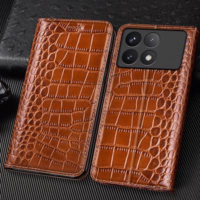 Crocodile Genuine Leather Flip Case for Redmi K90 K80 K70 K70E K60 K60E K50 K40 K30 K20 Pro Max Ultra Card Slots Wallet Cover