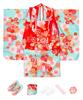 Kimono Set for Kimono Set Elegant A Set Patterned Nagajuban Hair Drawstring Waist Tabi Girls Aoi No [KYOETSU] [Kyoetsu] Shichi-Go-San (7-5-3 Festival)