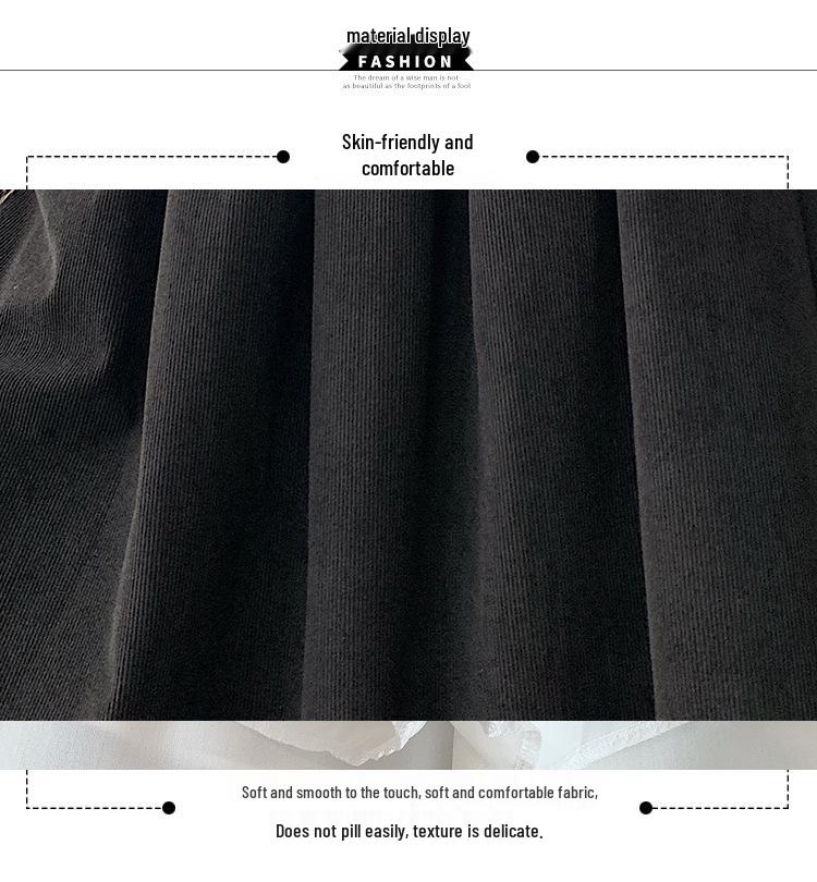 Plus Size Women's Corduroy Pleated A-Line Midi Skirt - Autumn/Winter