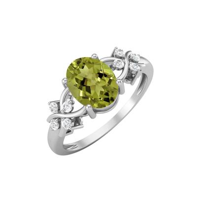 8X6MM Oval Peridot Gemstone 925 Sterling Silver Solitaire Vine-Inspired Women Wedding Ring