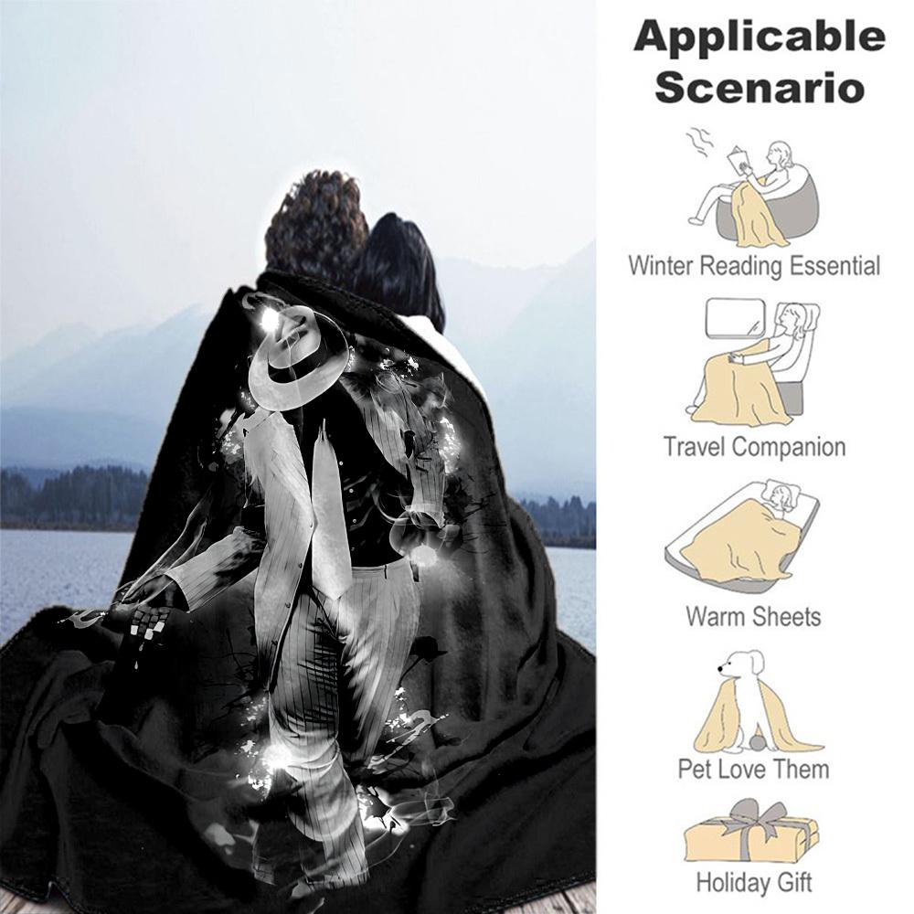 1pc Michael Jackson Dancing Figure Outdoor Blanket Lightweight Flannel, Soft & Warm, All-Season Use for Sofa, Outdoor, Camping, Living Room046