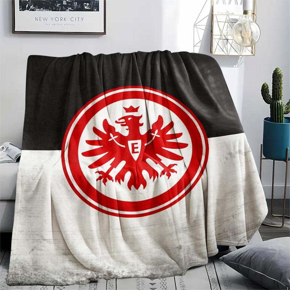 Coperta in Flanella Stampata Eintracht Frankfurt FC, morbida coperta per camera da letto divano, lavabile, merchandising tifosi di calcio, ottimo regalo.