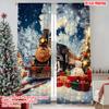 2pcs 2D Flat Printing Christmas Drapes Day Christmas Train Scene Fabric Without Electricity Party Decorations Perfect for