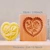 Wood Cookie Molds with Heart & Flower Patterns, 3D DIY Carved Embossed Cookie Cutter Moulds for Baking, Fondant Cake Biscuit