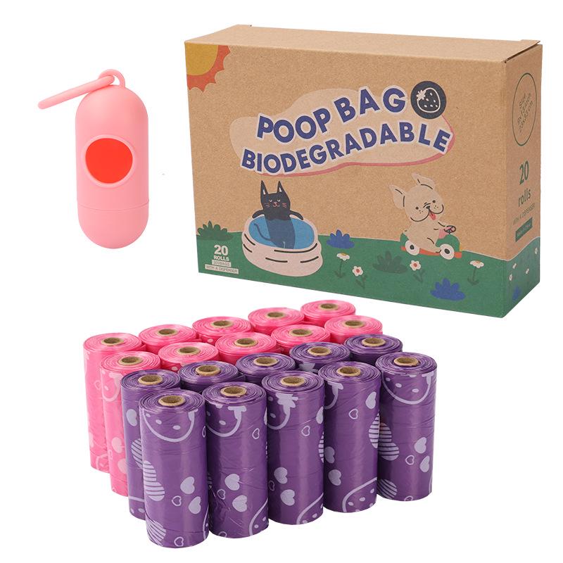 Biodegradable Strawberry Scented Dog Poop Bags with Dispenser - Thick and Durable