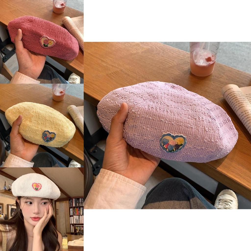 Fashionable Womens Summer Beret Hat Lightweight And Breathable Floral Print In Creamy White For Any Occasion