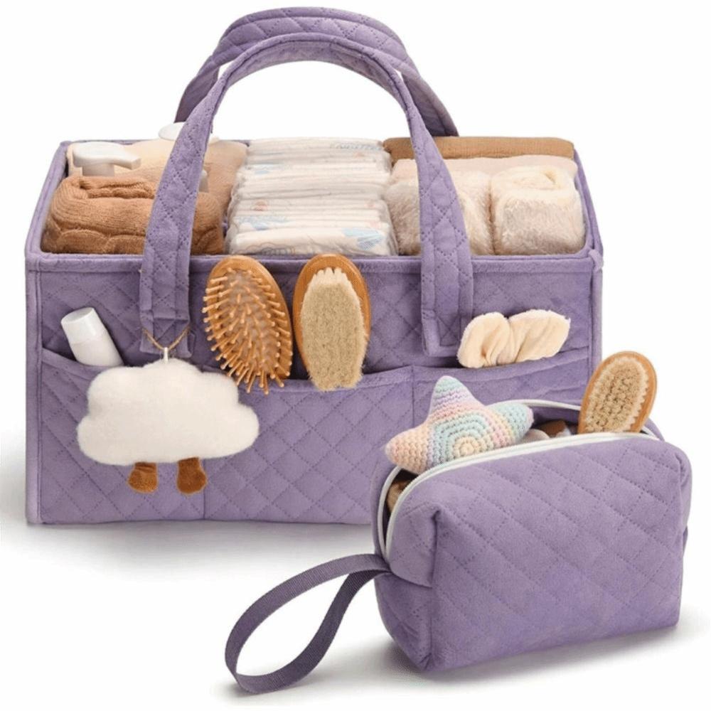 Large Capacity Baby Diaper Organizer Portable with Pouch Nursery Storage Basket Newborn Essentials Baby Diaper Storage Bag