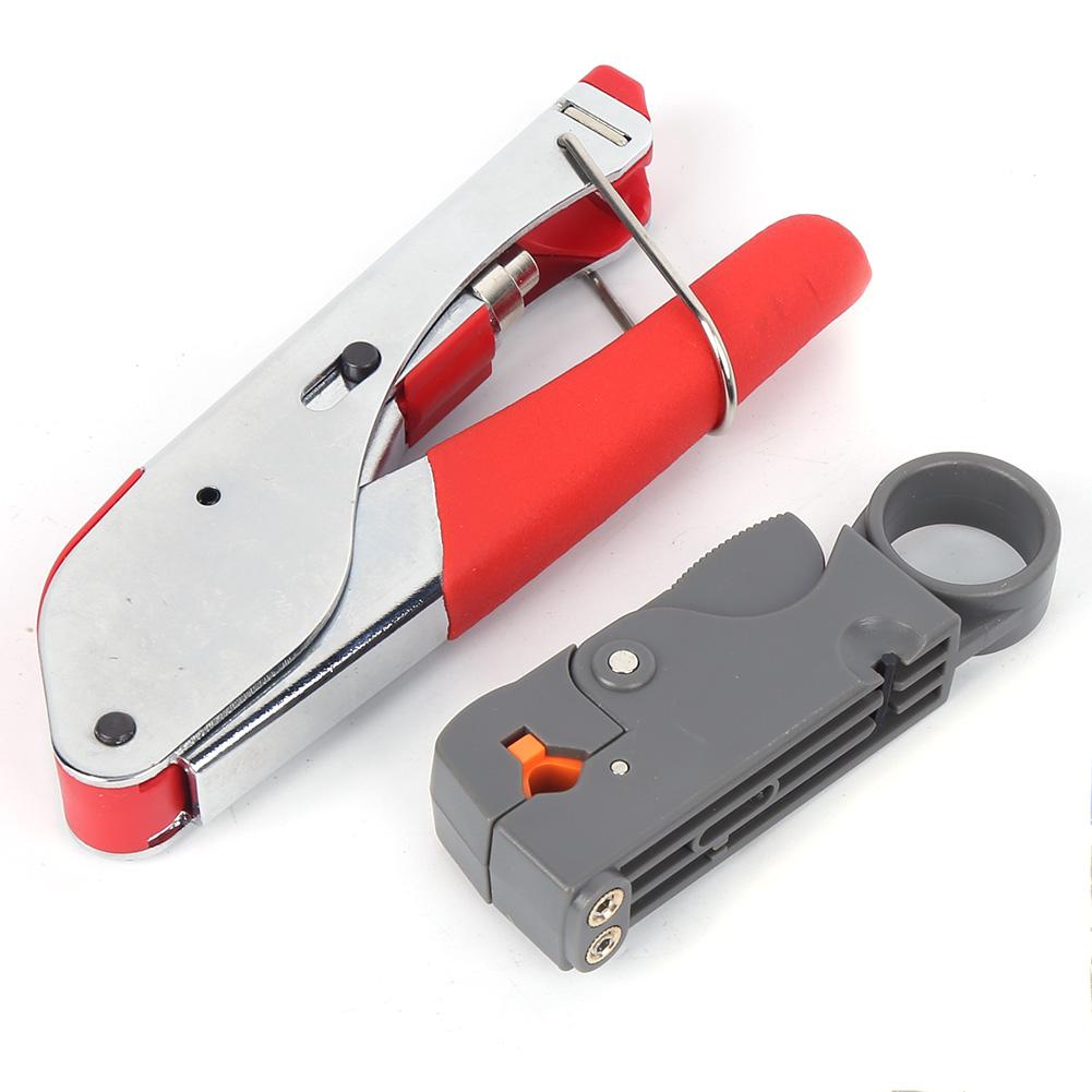 22PCs Cable Crimping Cutter Multifunction Crimper Coaxial F Head Crimping Tool Wire Stripper