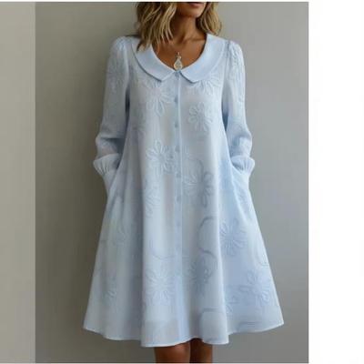 2026 Euro-American Women's Spring/Summer Casual Solid Shirt Collar Long Sleeve Button Mid-length Jumpsuit
