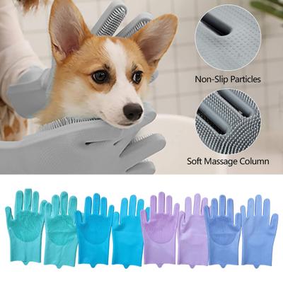 Tierpflege-Reinigungshandschuhe, Anti-Rutsch-Tierpflegehandschuhe, Silikon-Weichzahn-Bade-Massagemanschetten, Mehrzweckhandschuh für Tierpflege und Haushalt