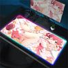 Kawaii Glowing RGB Mice Mat Anime Girls Mouse Pad Large Computer Office Game Table Mats Rubber Anti-slip Mousepads XXL Desk Pads