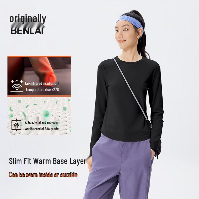 

BENLAI Women s Antibacterial Thermal Slim-fit Long Sleeve T-shirt M