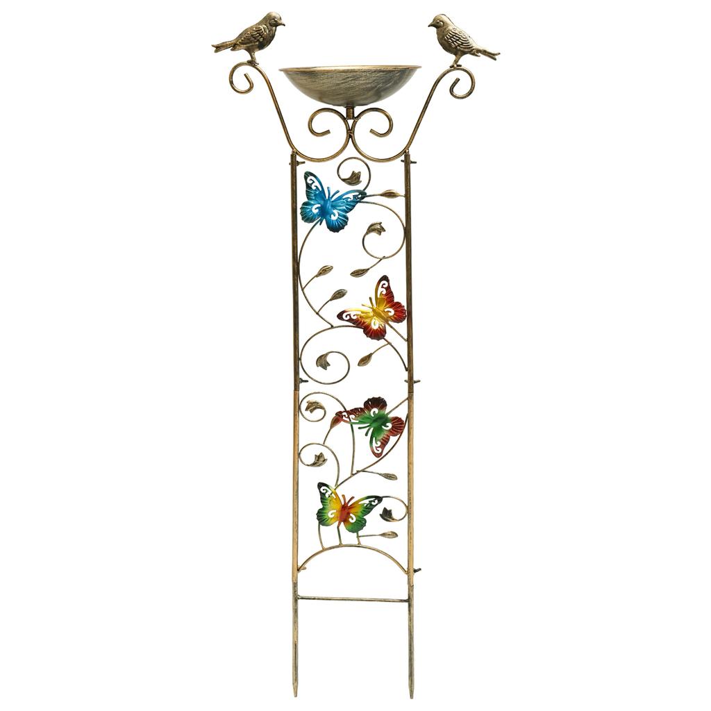 Metal Bird Feeder With Trellis for Climbing Planting Decorative Bird Bath Easy Assembly Rust Resistant Planting Frame for Garden