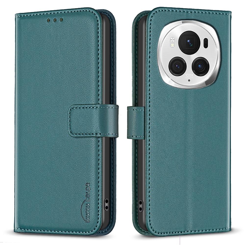 

BINFEN COLOR BF17 For Honor Magic6 Pro 5G Case PU Leather+TPU Magnetic Phone Cover Green