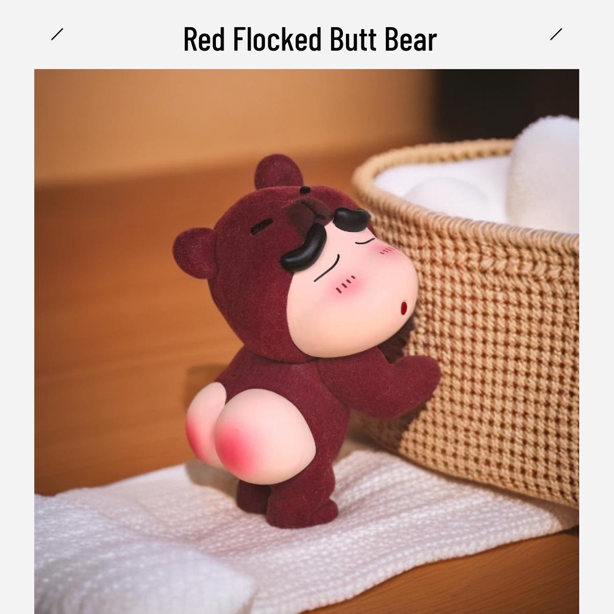 Crayon Shin-chan Red Flocked Bear Doll: Cute Butt, Trendy Figurine, Funny Desktop Ornament & Car Decoration Gift.