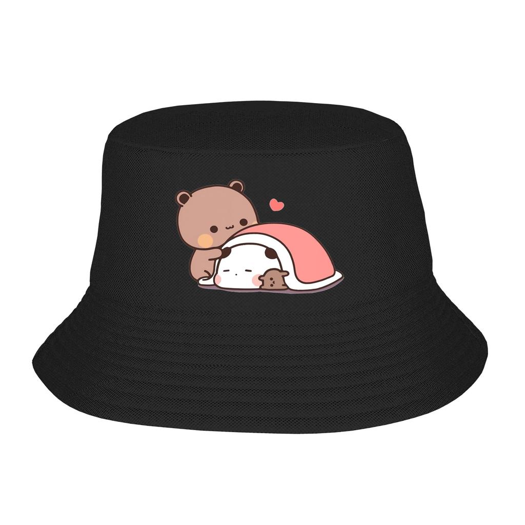 Street Panda Bear Couple Anime Cartoon  Bucket Hat Unisex Packable Outdoor Sports Bubu And Dudu Fishing Caps Travel Headwear Bob