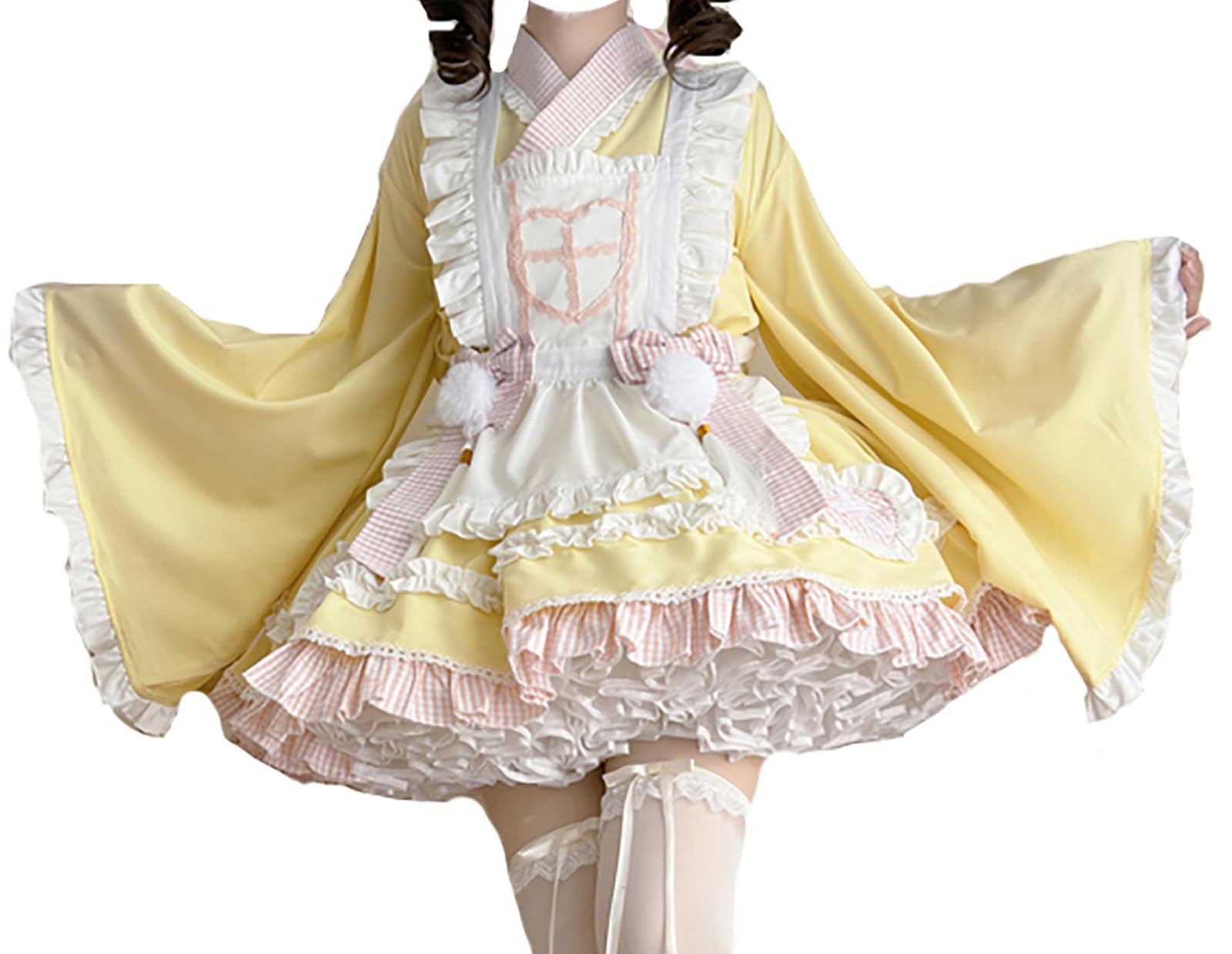 

XHSUKADO Медсестра Униформа и Принцесса Мини с Горничной Длинный Размер L Женский Комплект из 4 Предметов, Платье, Весна, Лето, Осень, Кимоно, Юката, Костюм, Косплей,