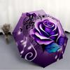 1pc Purple Rose Musical Notes Automatic Open/Close Folding Umbrella - Compact 8-Rib Design, Daily Use, Perfect Gift for Friends & Family Yy251124204