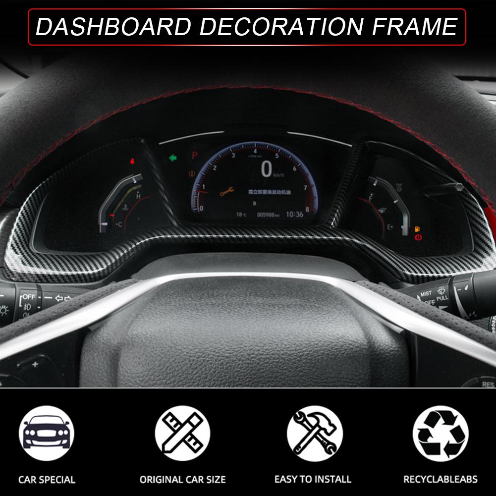Inel Decorativ Cadru Bord Mașină pentru Honda Civic 10th 2016-2018 Fibră de Carbon