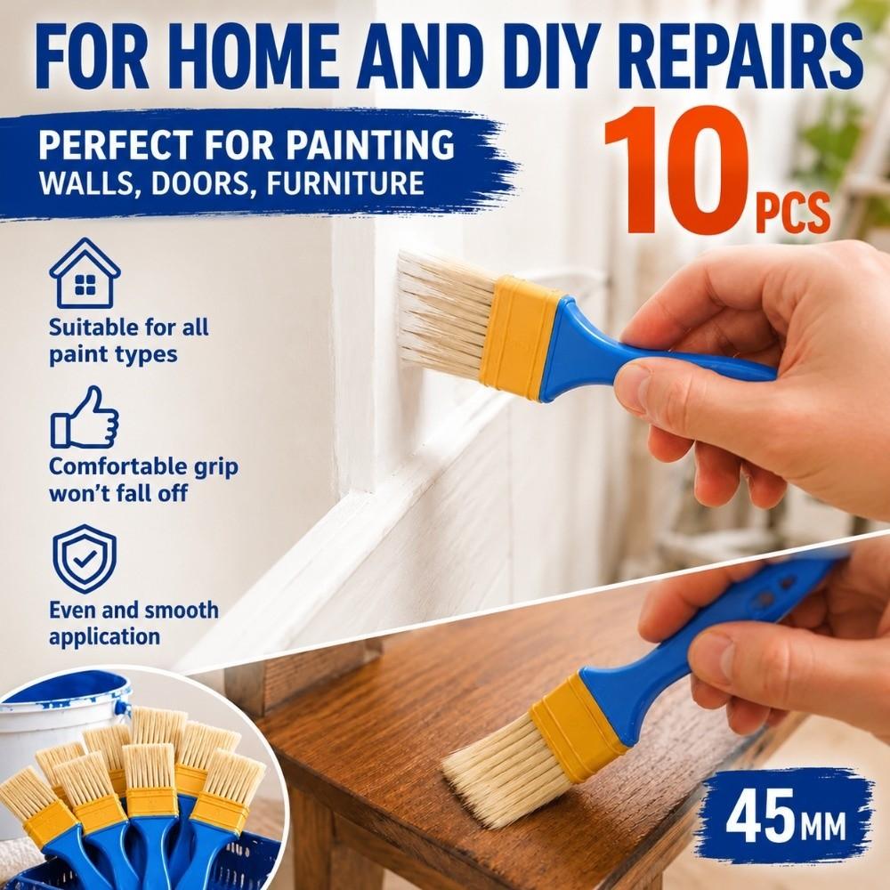 10pcs Nylon Bristle Flat Brush Set High Elasticity Chip Brush Flat Paint Brush Dust Cleaning