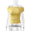 Hot-selling new sleeveless lace-up bottoming top, European and American summer sexy one-word collar off-the-shoulder T-shirt