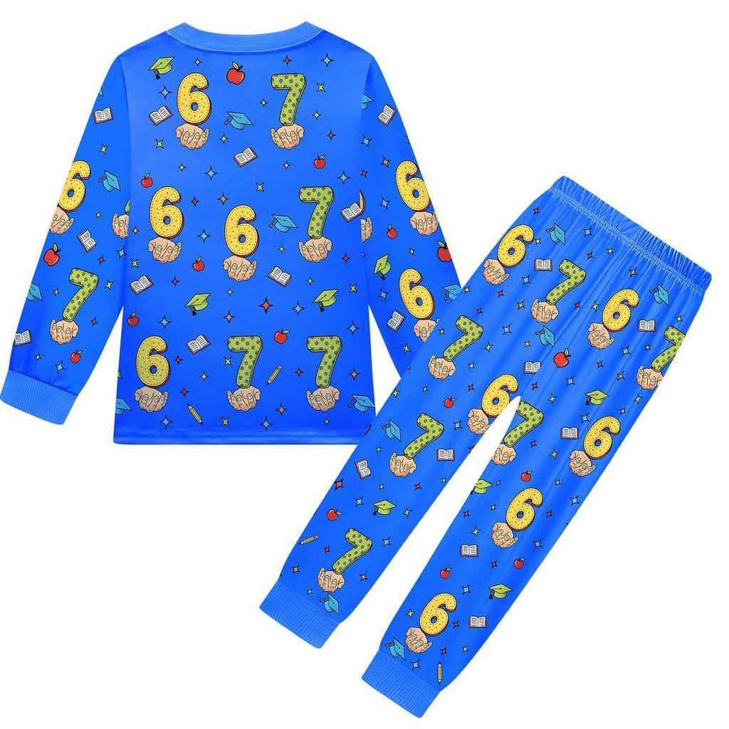 19699 Copii Băieți Fete Fura un Brainrot 67 Șase Șapte Imprimeu Mâneci Lungi Tricou Pantaloni Pijamale Seturi Haine de Dormit