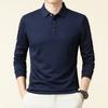High-End Herren Langarm Jacquard Stoff T-Shirt mit Ananas Muster Locker Mittel Polohemd