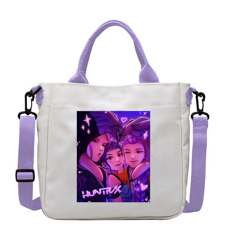 Spot KPOP Demon Hunter Group Printed Canvas Bag Fashion Shoulder Bag Portable Work Commuter Messenger Bag CLE