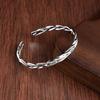 Open Bracelet Men'S And Women'S Metal Ancient Silver Bracelet Retro Simple Bamboo Feather Engraving Bracelet
