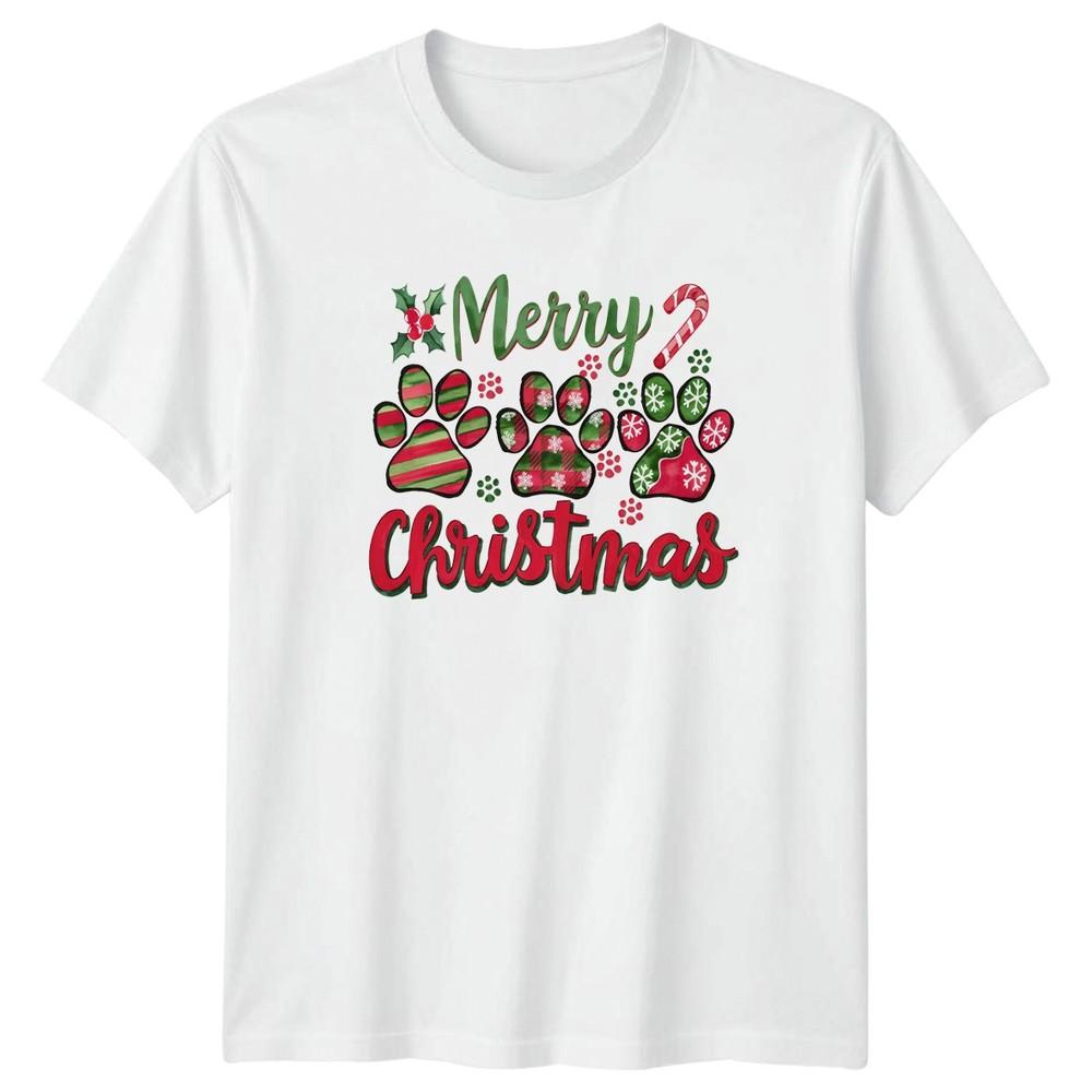 Merry Christmas Paw Prints Holiday Christmas Pets Unisexs TShirt Unisexs Tee S