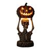 Pumpkin Night Light Halloween Horror Skeleton Ghost Witch Pumpkin Lantern Resin LED Tabletop Lamp for Gothic Room Desk Decorr