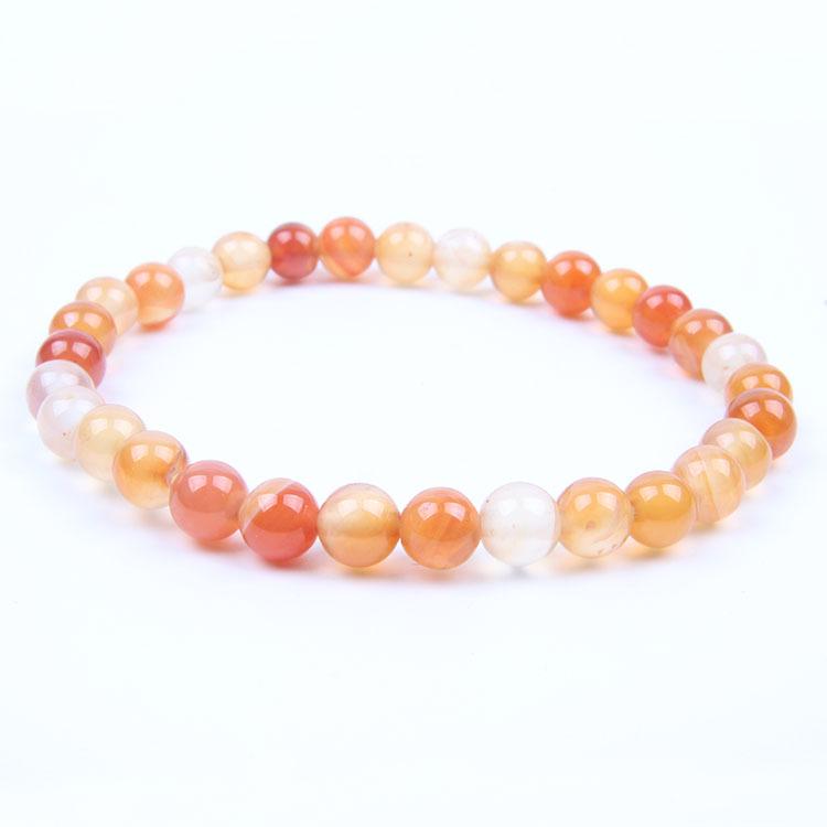 Red Agate Crystal Bracelet: Simple Round Beads, Couple Style Hand Jewelry