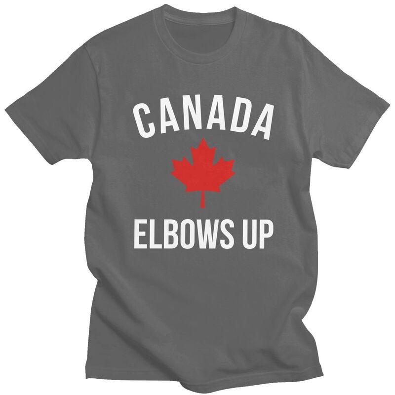 Custom Cool Elbows Up Canada Maple T Shirt Men Pure Cotton Tshirt Leisure Tee Tops Fashion Tshirts