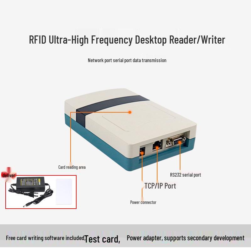 Industrial UHF Desktop RFID Reader/Writer with Network & WiFi Capability for UHF 6C Card Issuing and Writing.