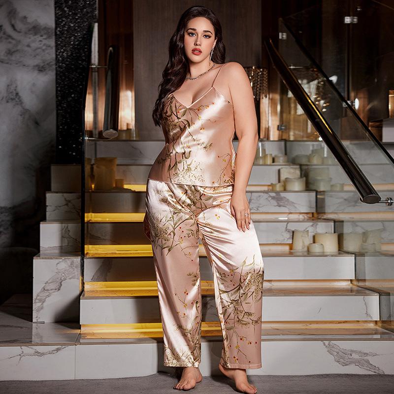 

Пижамный комплект, Модный женский сексуальный халат с принтом, Повседневная домашняя одежда больших размеров 5XL шампанского