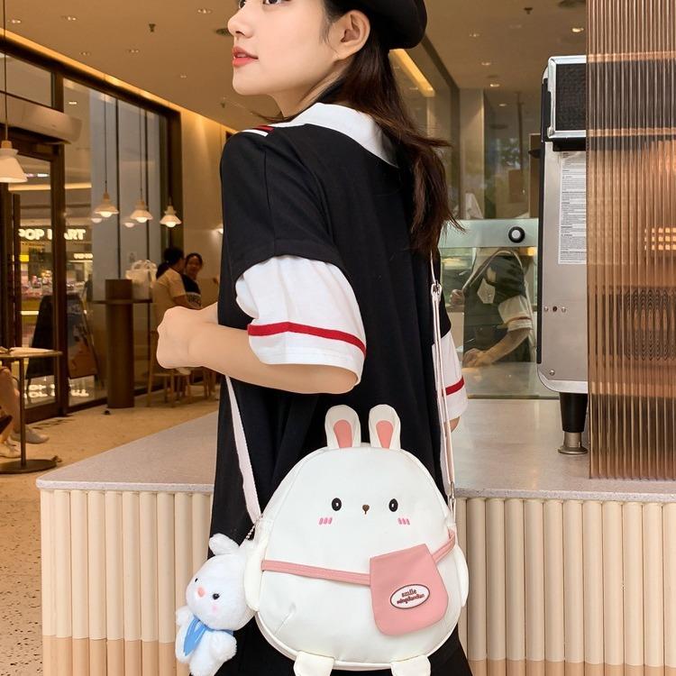 Sommer Süße Handy Tasche Japanische Leinwand Umhängetasche Damen Kleine Frische Mädchen Mini Cartoon Hase Umhängetasche