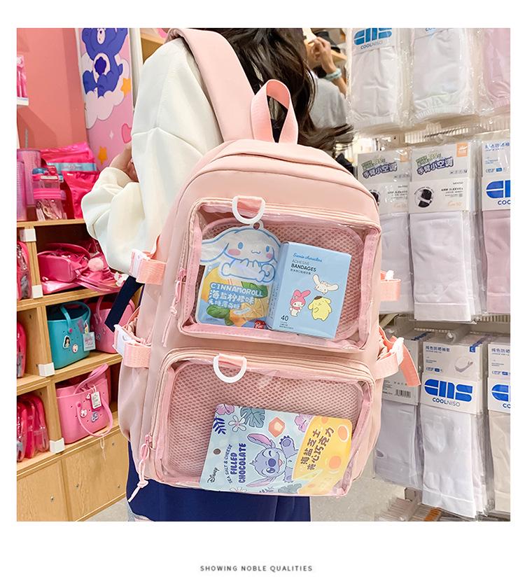Versatile Large-Capacity Transparent Ita Backpack for Girls and Women
